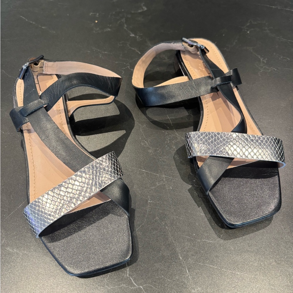 Elegant Black and Silver Women's Sandals